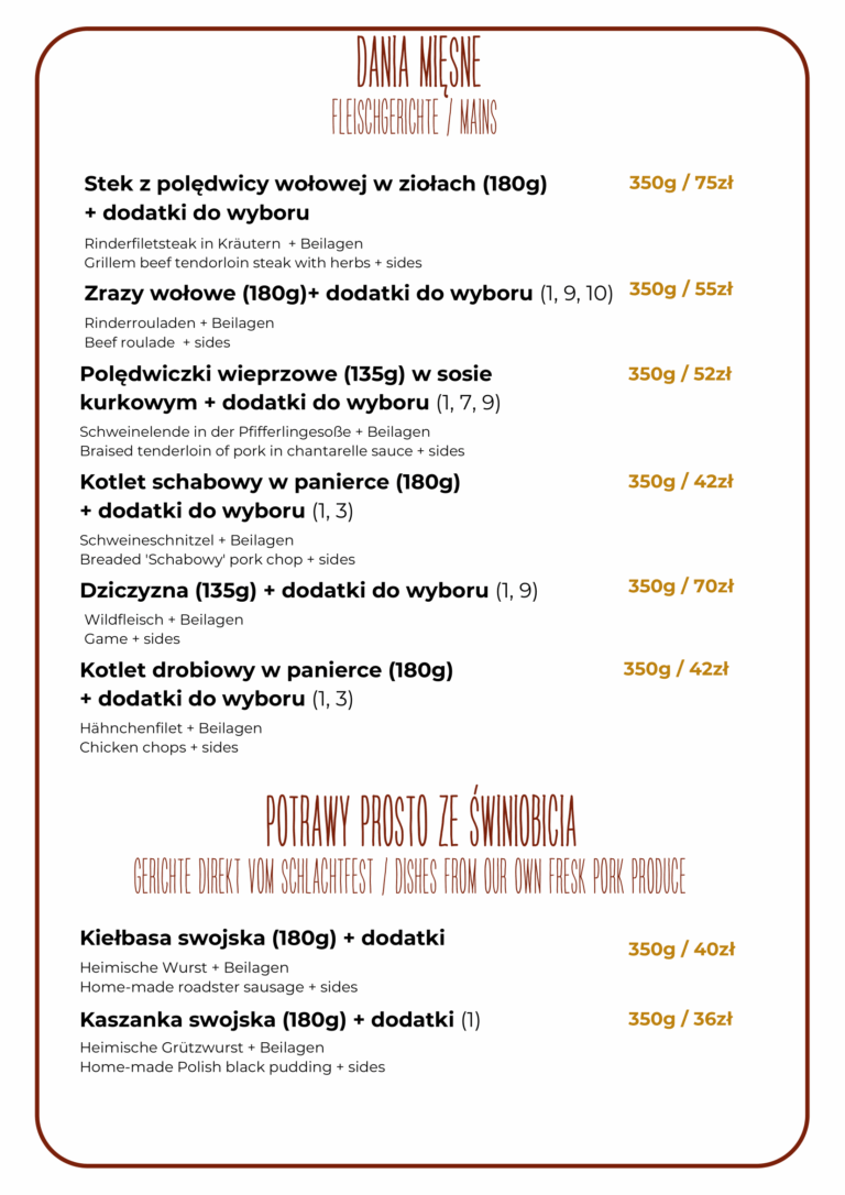 Dania mięsne, potrawy proso ze świniobicia