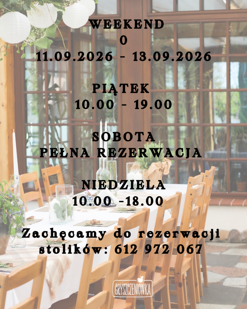 Godziny otwarcia 11.09 - 13.09.2026