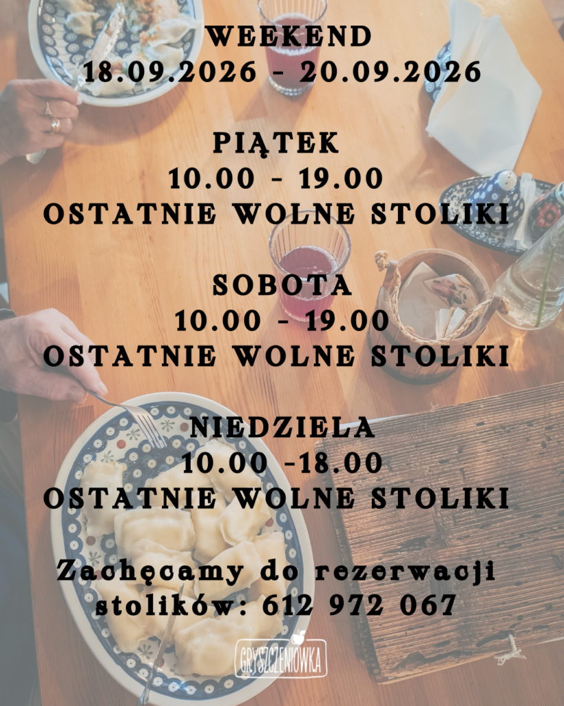 Godziny otwarcia 18.09 - 20.09.2026