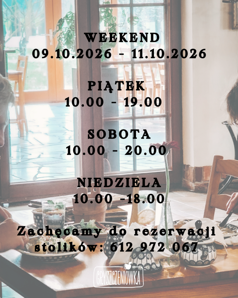 Gryszczeniówka godziny otwarcia 09.10.2026 - 11.10.2026